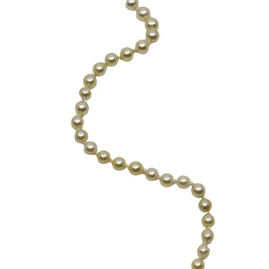Vintage Graduated Japanese Saltwater Akoya Cultured Pearl Mid Century Necklace - 14K White Gold 20.75 Inch