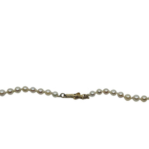 Vintage Graduated Japanese Saltwater Akoya Cultured Pearl Necklace - 14K Yellow Gold 20 Inch