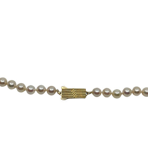 Vintage Mikimoto Japanese Saltwater Akoya Cultured Pearl Necklace - 18K Yellow Gold 18 Inch