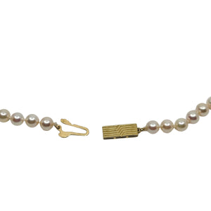 Vintage Mikimoto Japanese Saltwater Akoya Cultured Pearl Necklace - 18K Yellow Gold 18 Inch