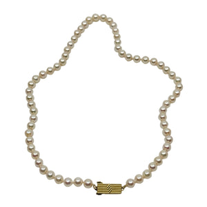 Vintage Mikimoto Japanese Saltwater Akoya Cultured Pearl Necklace - 18K Yellow Gold 18 Inch