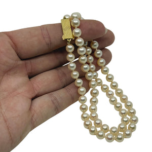 Vintage Mikimoto Japanese Saltwater Akoya Cultured Pearl Necklace - 18K Yellow Gold 18 Inch