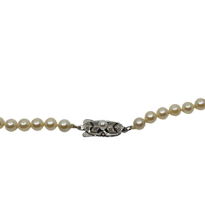 Vintage Mikimoto Japanese Saltwater Akoya Cultured Pearl Tight Choker Necklace - Sterling Silver 13 Inch