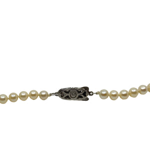 Vintage Mikimoto Japanese Saltwater Akoya Cultured Pearl Tight Choker Necklace - Sterling Silver 13 Inch