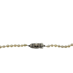 Vintage Mikimoto Graduated Japanese Saltwater Akoya Cultured Pearl Necklace - Sterling Silver 21 Inch