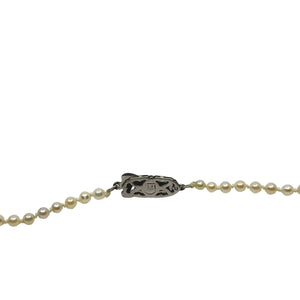 Vintage Mikimoto Graduated Japanese Saltwater Akoya Cultured Pearl Necklace - Sterling Silver 21 Inch