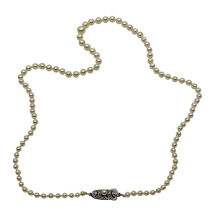 Vintage Mikimoto Graduated Japanese Saltwater Akoya Cultured Pearl Necklace - Sterling Silver 21 Inch
