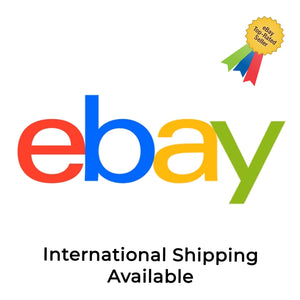Ebay logo with 'Top Rated Seller' badge and text 'International Shipping Available' on a white background.
