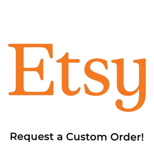 Etsy logo with text 'Request a Custom Order!' on a white background