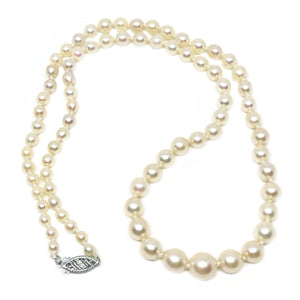 Graduated Japanese Saltwater Cultured Akoya Pearl Strand - 10K White Gold 19.50 Inch