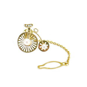 Taihei Bicycle Retro Japanese Saltwater Akoya Cultured Pearl Tie Tac- 18K Yellow Gold