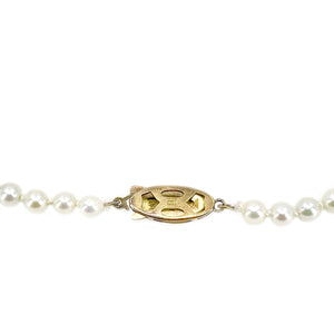 Art Deco Engraved Leaf Japanese Saltwater Cultured Akoya Pearl Necklace - 18K Yellow Gold 20.50 Inch