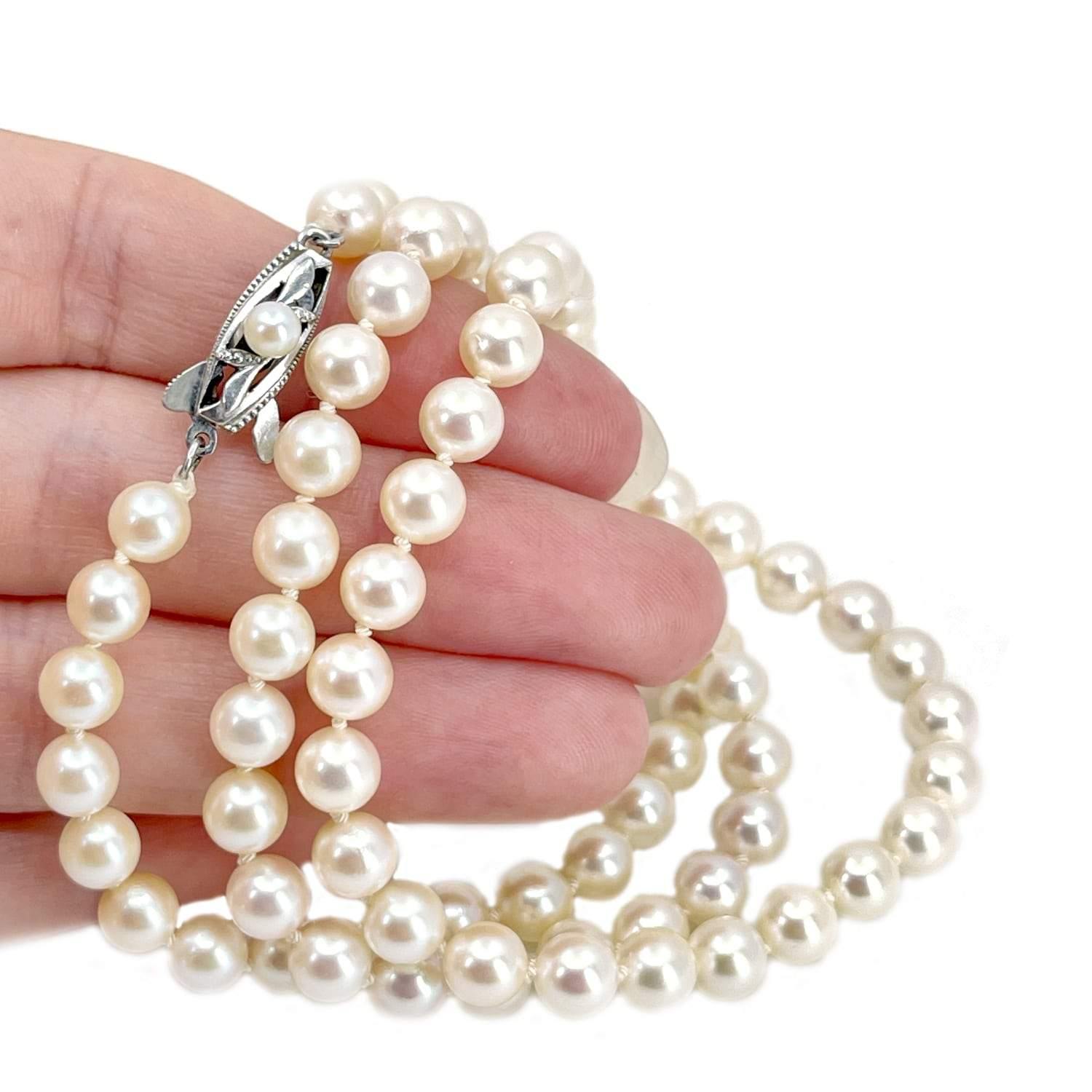 Mikimoto Japanese Cultured Akoya Pearl Beaded Strand - Sterling Silver 24 Inch