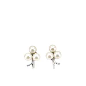 A&Z Designer Akoya Saltwater Cultured Pearl Screwback Earrings- Sterling Silver