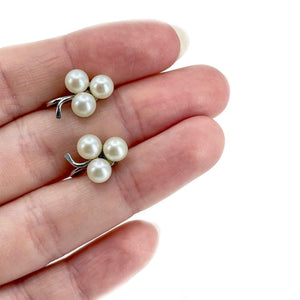 A&Z Designer Akoya Saltwater Cultured Pearl Screwback Earrings- Sterling Silver - Vintage Valuable Pearls