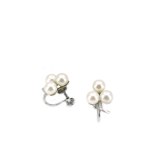 A&Z Designer Akoya Saltwater Cultured Pearl Screwback Earrings- Sterling Silver
