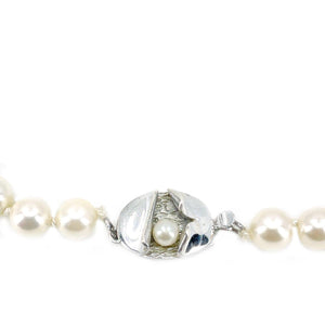 Abstract Japanese Saltwater Cultured Akoya Pearl Necklace - Sterling Silver 23.50 Inch