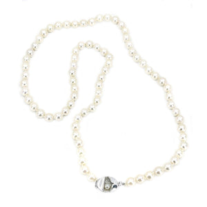 Abstract Japanese Saltwater Cultured Akoya Pearl Necklace - Sterling Silver 23.50 Inch