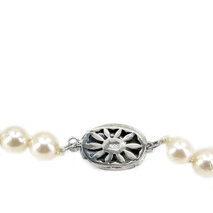 Abstract Japanese Saltwater Cultured Akoya Pearl Necklace - Sterling Silver 23.50 Inch