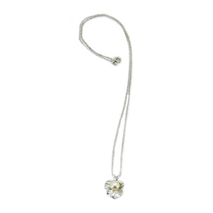 Nouveau Botanical Leaf Vintage Japanese Cultured Akoya Pearl Pendant Necklace- Sterling Silver 16 Inch