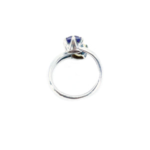 Gothic Bypass Syn Alexandrite Japanese Saltwater Akoya Cultured Pearl Ring- Sterling Silver Sz 6 1/2