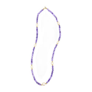 Amethyst Retro Japanese Saltwater Cultured Akoya Pearl Strand - 14K Yellow Gold 16.75 Inch