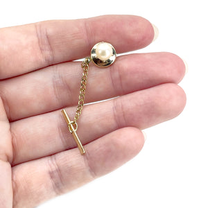 Anson Retro Vintage Japanese Saltwater Akoya Cultured Pearl Tie Tac- 14K Yellow Gold