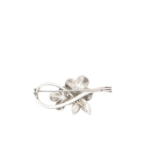 Boho Hippie Antique Engraved Flower Japanese Akoya Cultured Saltwater Pearl Brooch- Sterling Silver