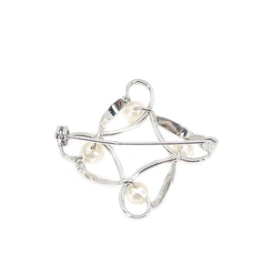 Atomic Era Japanese Saltwater Akoya Pearl Brooch- Sterling Silver