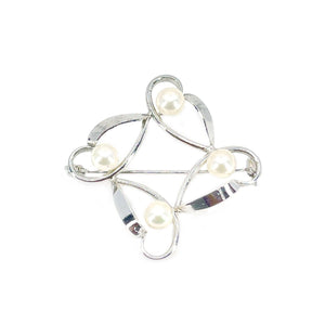 Atomic Era Japanese Saltwater Akoya Pearl Brooch- Sterling Silver