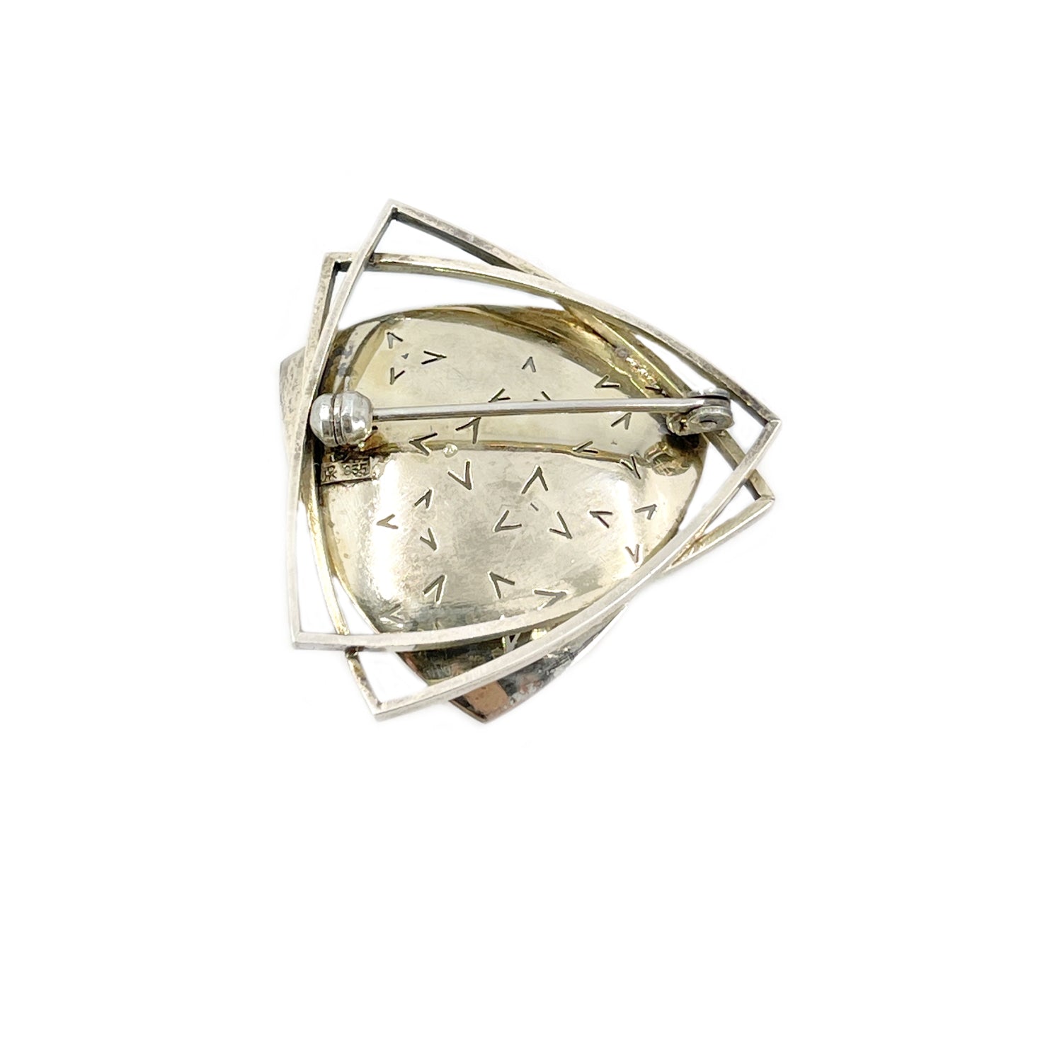 Atomic Era Modernist Japanese Saltwater Akoya Pearl Vintage Brooch- Sterling Silver