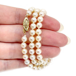 High Quality Japanese Saltwater Cultured Akoya Pearl Strand - 14K Yellow Gold 18 Inch