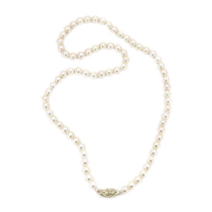 High Quality Japanese Saltwater Cultured Akoya Pearl Strand - 14K Yellow Gold 18 Inch