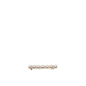 Mid Century Petite Cultured Akoya Pear Bar Pin Brooch- 14K Yellow Gold