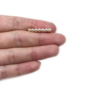 Mid Century Petite Cultured Akoya Pear Bar Pin Brooch- 14K Yellow Gold