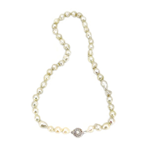 Large Baroque Japanese Saltwater Cultured Akoya Pearl Abstract Necklace - Sterling Silver 18 Inch