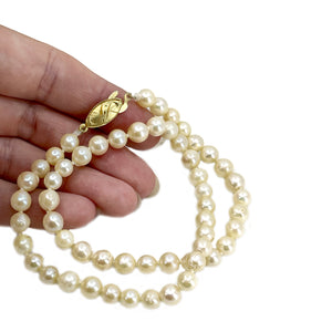 Deco Choker Japanese Saltwater Cultured Akoya Pearl Baroque Necklace - Sterling Silver 15.50 Inch