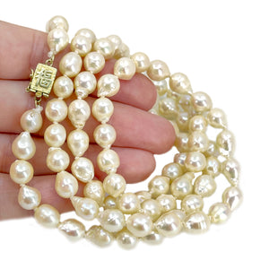 Good Fortune Baroque Japanese Cultured Akoya Pearl Strand - 14K Yellow Gold 31.50 Inch