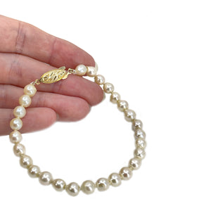 Baroque Japanese Saltwater Akoya Cultured Pearl Vintage Bracelet- Sterling Silver Gold Wash