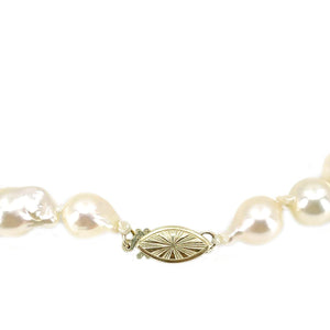 Sunburst Baroque Fire Ball Japanese Saltwater Cultured Akoya Pearl Strand - 14K Yellow Gold 15.50 Inch