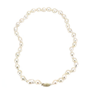 Sunburst Baroque Fire Ball Japanese Saltwater Cultured Akoya Pearl Strand - 14K Yellow Gold 15.50 Inch