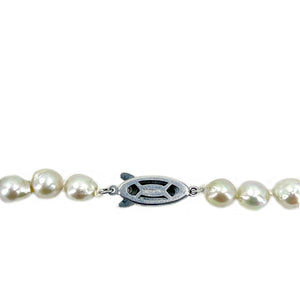 Rainbow Silver Baroque Vintage Japanese Saltwater Cultured Akoya Pearl Necklace - Sterling Silver 31 Inch