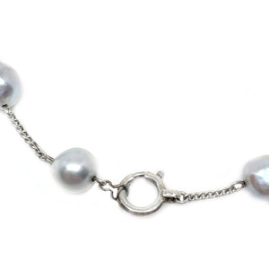 Japanese Blue Saltwater Akoya Cultured Pearl Chain Bracelet- Sterling Silver