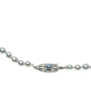 Gray Japanese Cultured Akoya Pearl Graduated Necklace - Sterling Silver 20 Inch