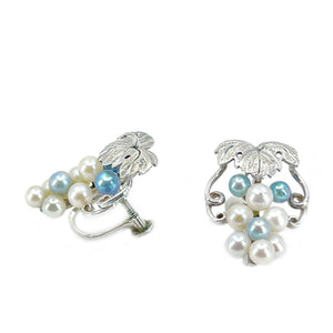 Grape Blue Akoya Saltwater Cultured Pearl Screwback Earrings- Sterling Silver