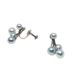 Mikimoto Blue Saltwater Akoya Deco Lavaliere Necklace Screwback Earring Set- Sterling Silver