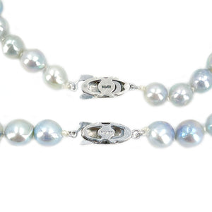 Blue Japanese Saltwater Cultured Akoya Pearl Vintage Choker Necklace & Bracelet Set - Sterling Silver 15.50 Inch