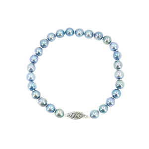Japanese Blue Saltwater Akoya Cultured Pearl Vintage Bracelet- 10K White Gold