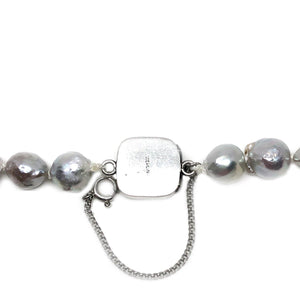 Japanese Saltwater Cultured Blue Akoya Pearl Leaf Necklace - Sterling Silver 26 Inch