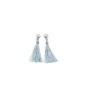 Vintage Modern Blue Akoya Saltwater Cultured Pearl Pierced Earrings- Sterling Silver